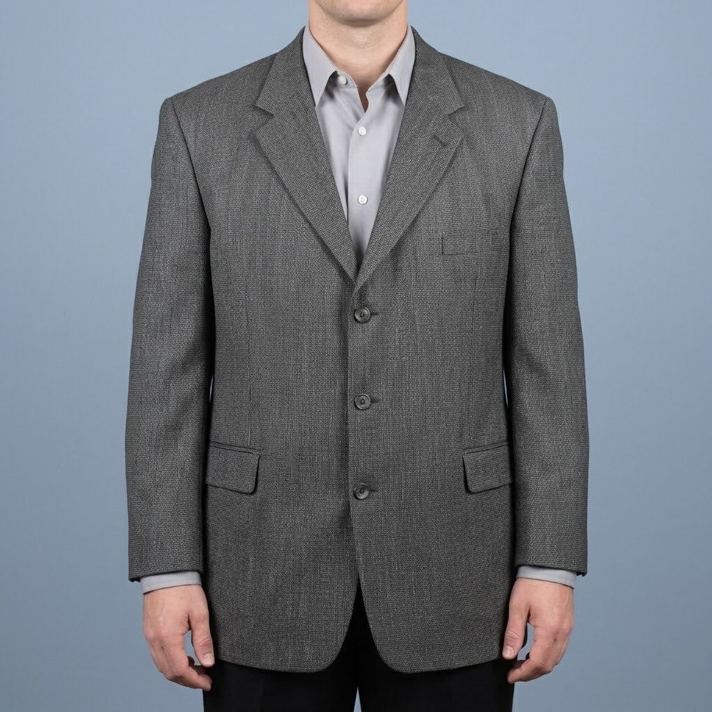 Stafford Executive Blazer Suit Jacket Mens 48R Gray Two Button‎ Wool EUC